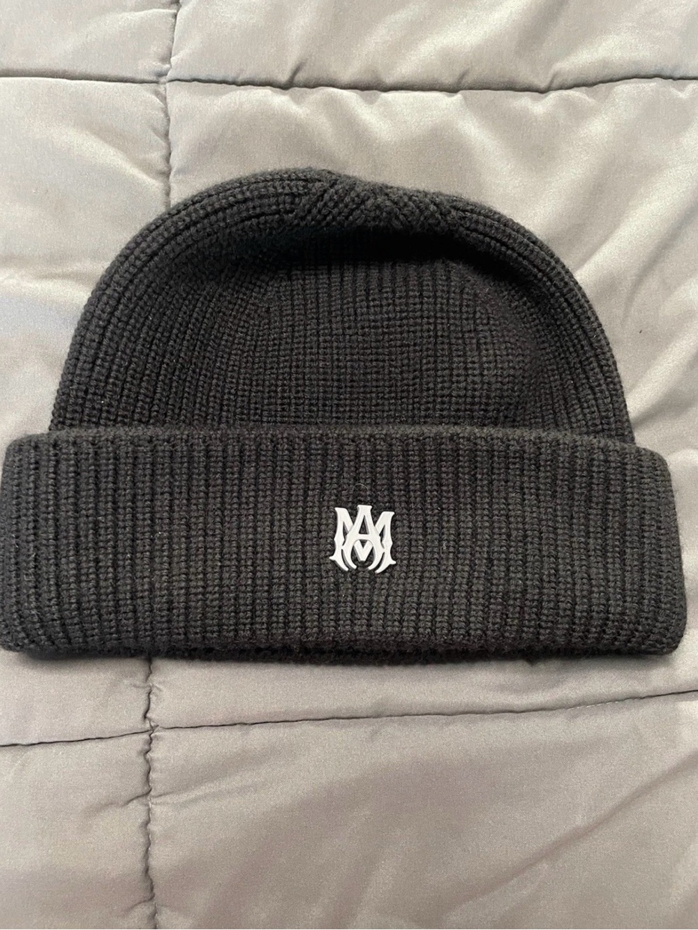 AMIRI Logo Virgin Wool Black Beanie